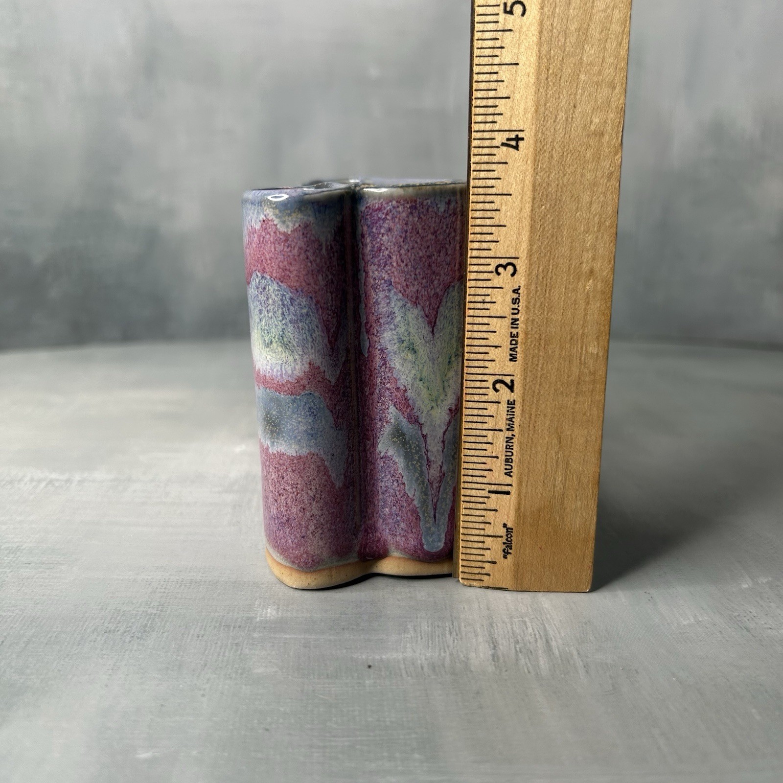 Bay Pottery Handmade Stoneware Purple Rose Glaze Pencil Pen Post-It Note Holder