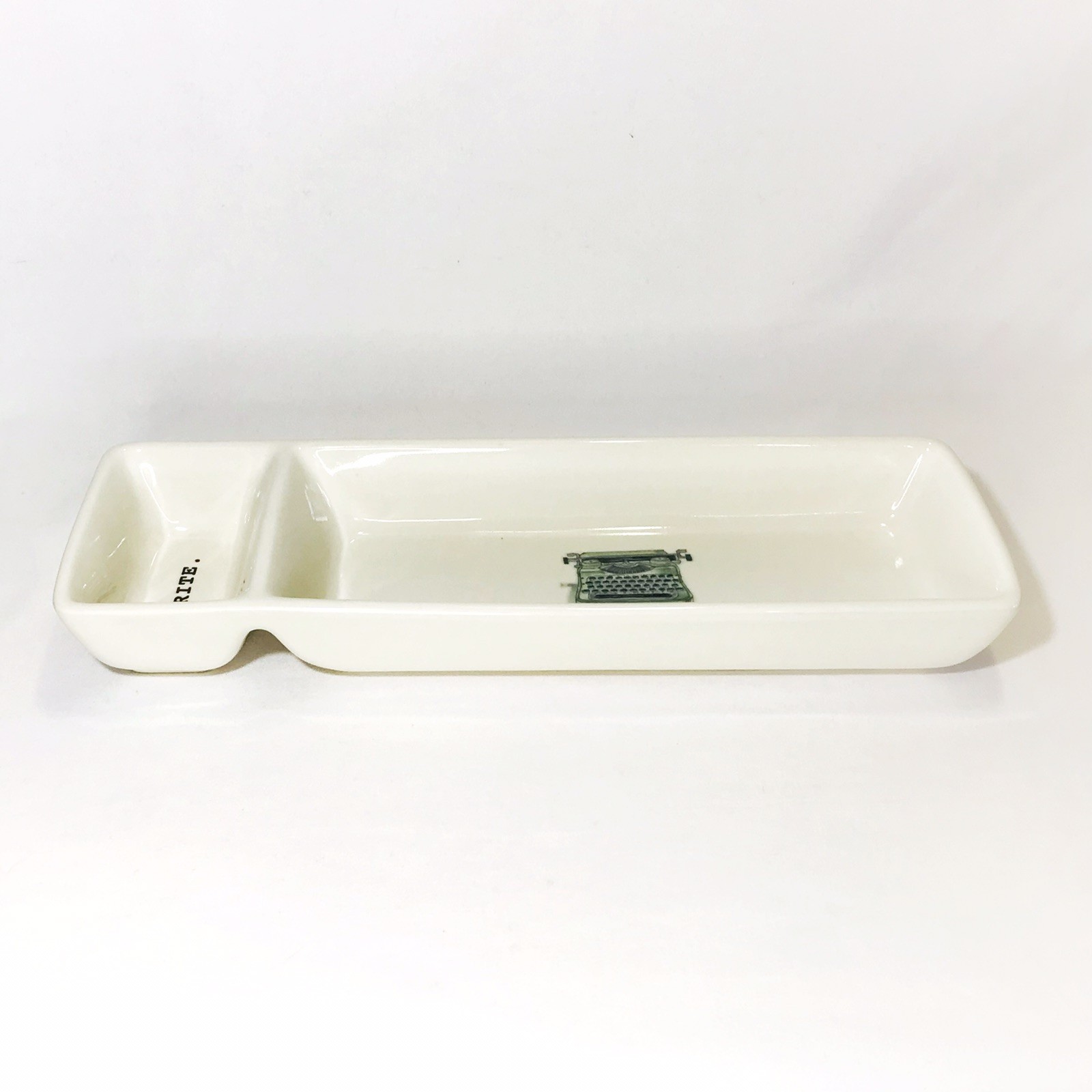 Rae Dunn WRITE Divided Tray Desk Office Organizer Trinket Dish 11″ x 3.5″