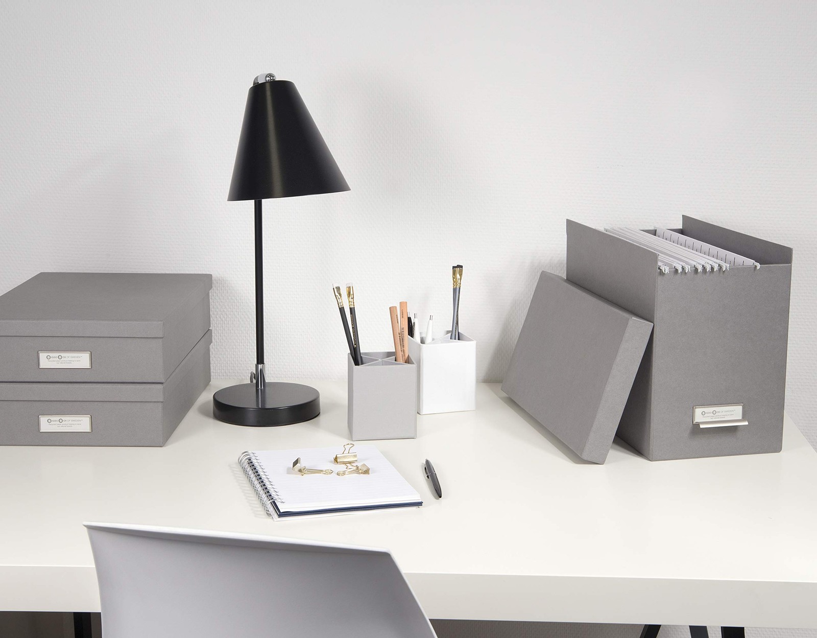 Bigso John Fiberboard Label Frame Desktop File Storage 10.2 x 7 x 13 in, Grey