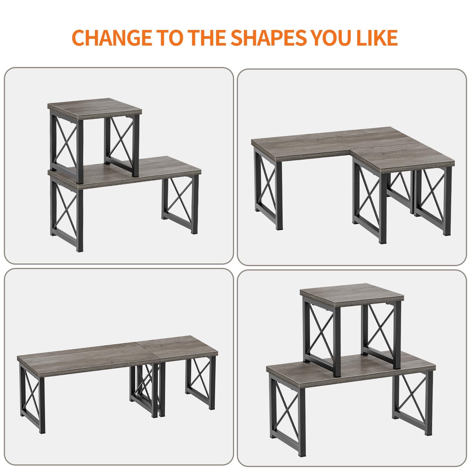 Honiter Desk Shelf for Top of Desk, Wood Desktop Shelf, 2 7.6in-1 Pack, Grey