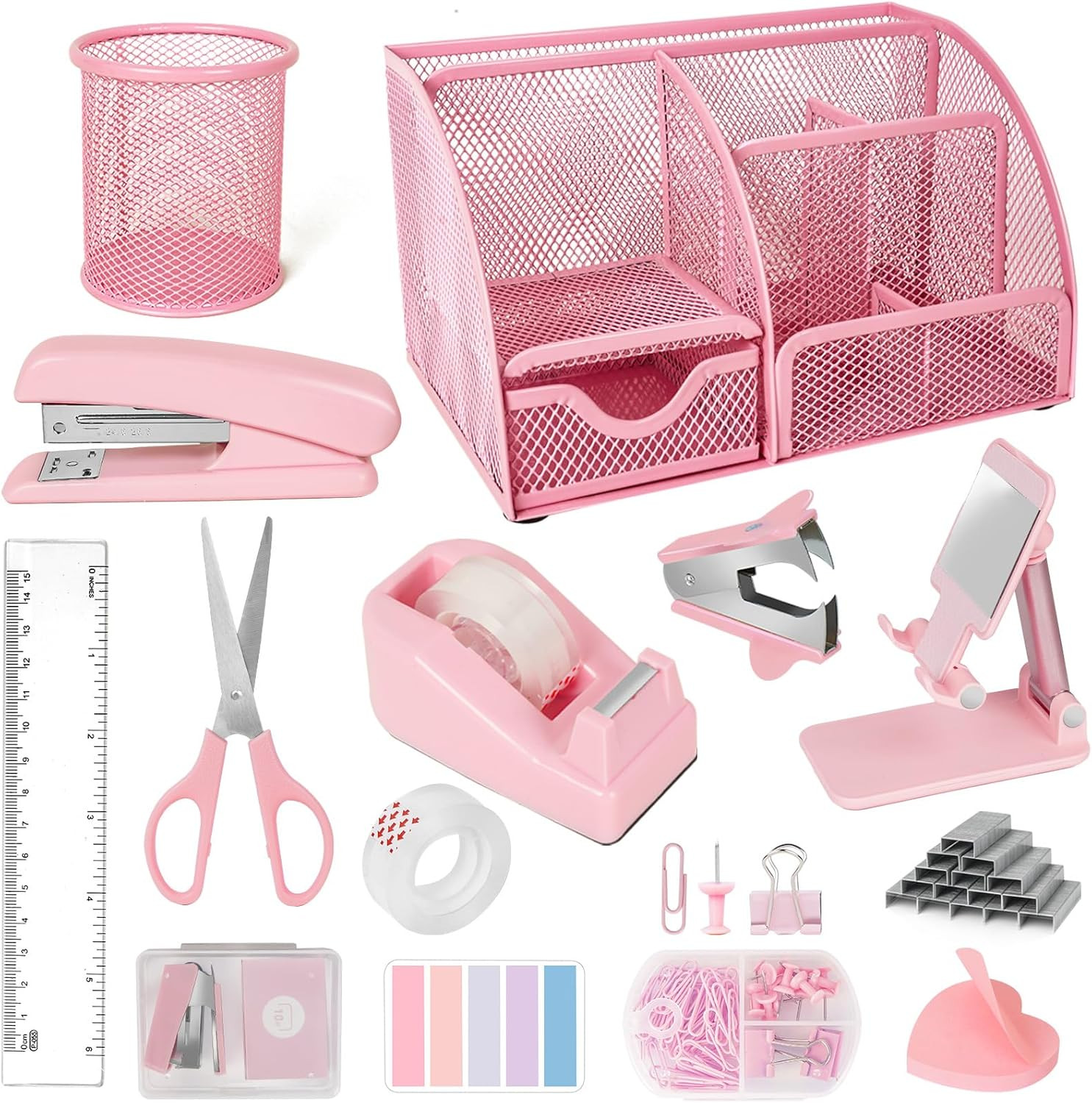 Desk Organizers and Accessories, Office Supplies 15PS Set with Stapler, Staple R