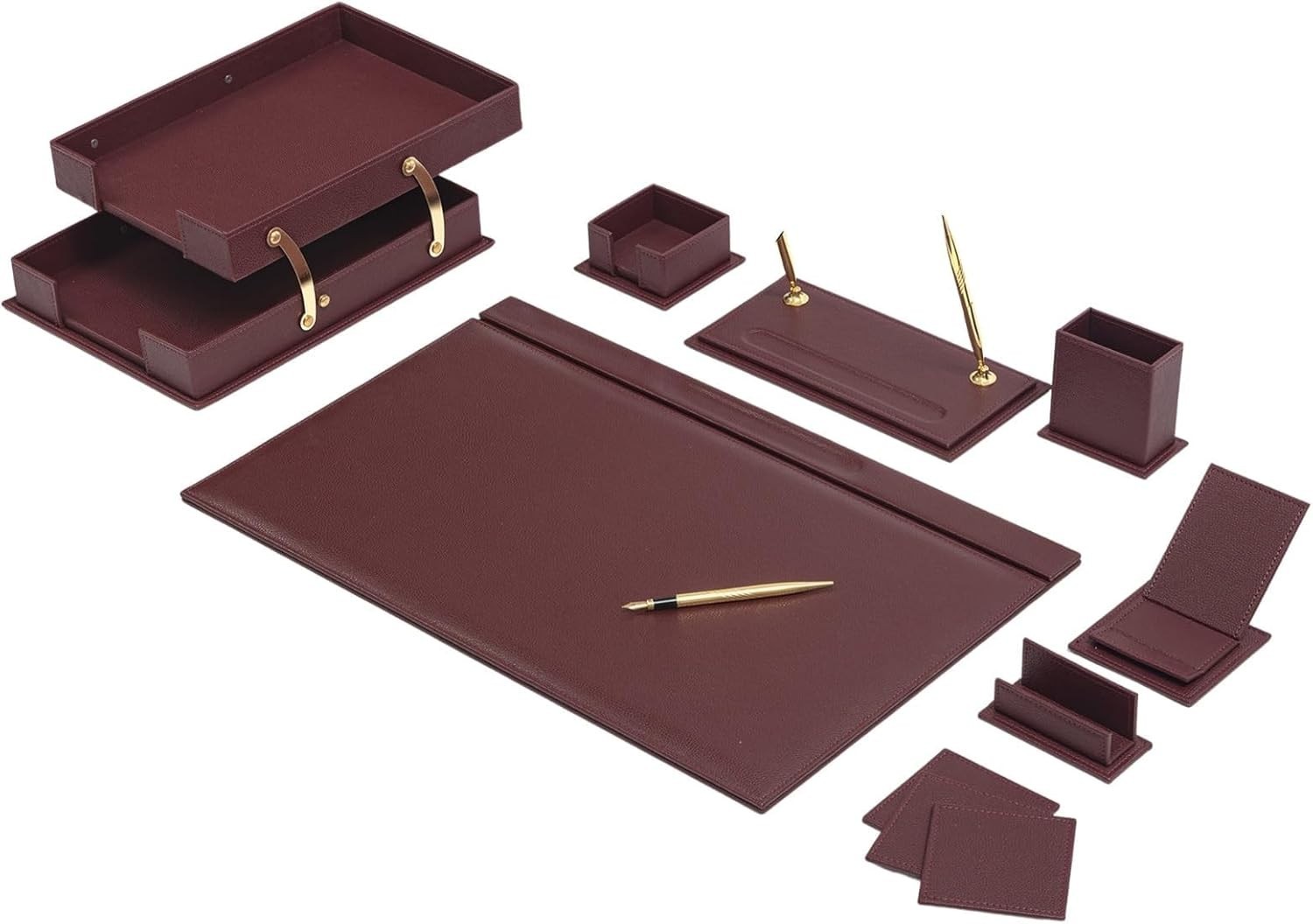 Classic Desk Organizer – 12 PCS Leather Desk Organizer Set – Desk Accessories