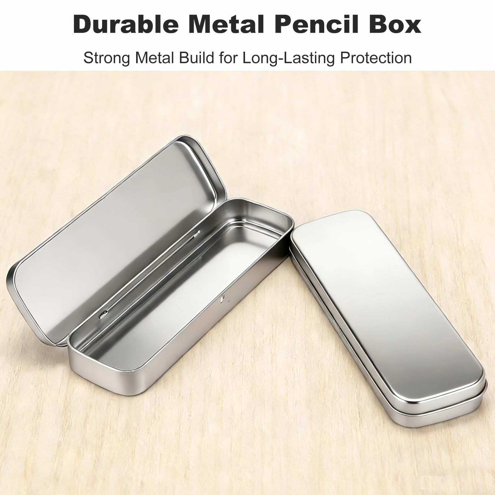 YKEBVPW Metal Pencil Box Tin Case Small Tins with Lid Empty Rectangular Boxes…