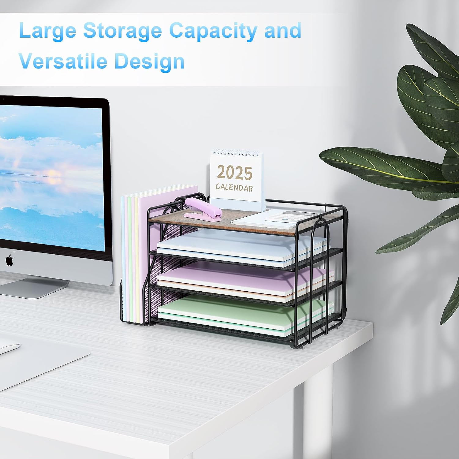 Desk Organizers and Accessories, Paper Organizer for Desk with File Organizer, D