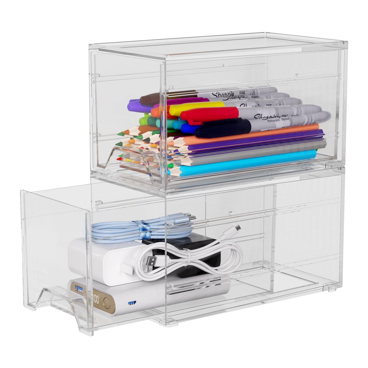 2 PCS Organizer Drawer Dustproof Desktop Office Supplies, Clear Desk Accessory