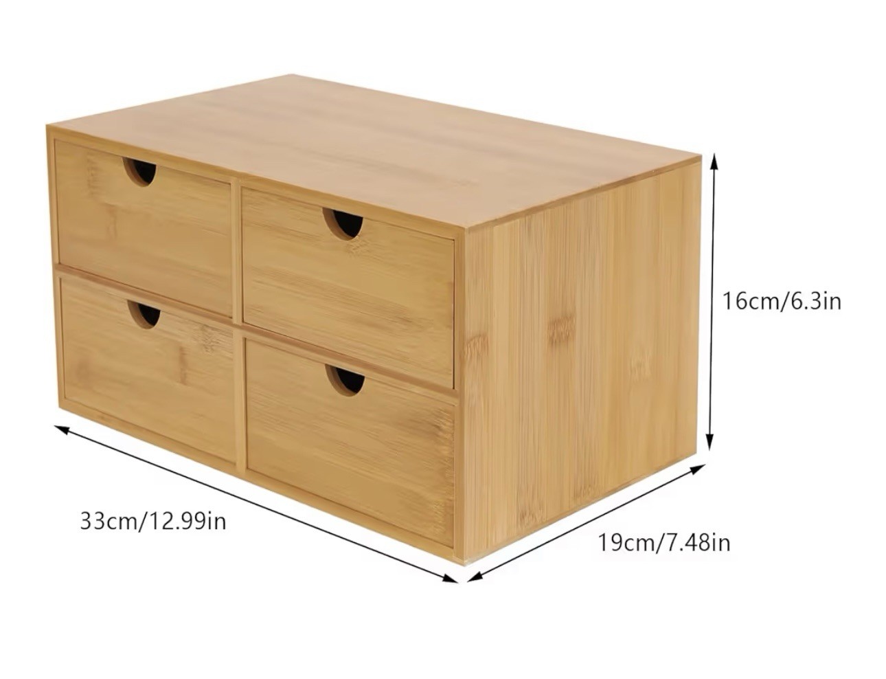 NEW Bamboo Desk Organizer 4 Drawers Tabletop Storage Box