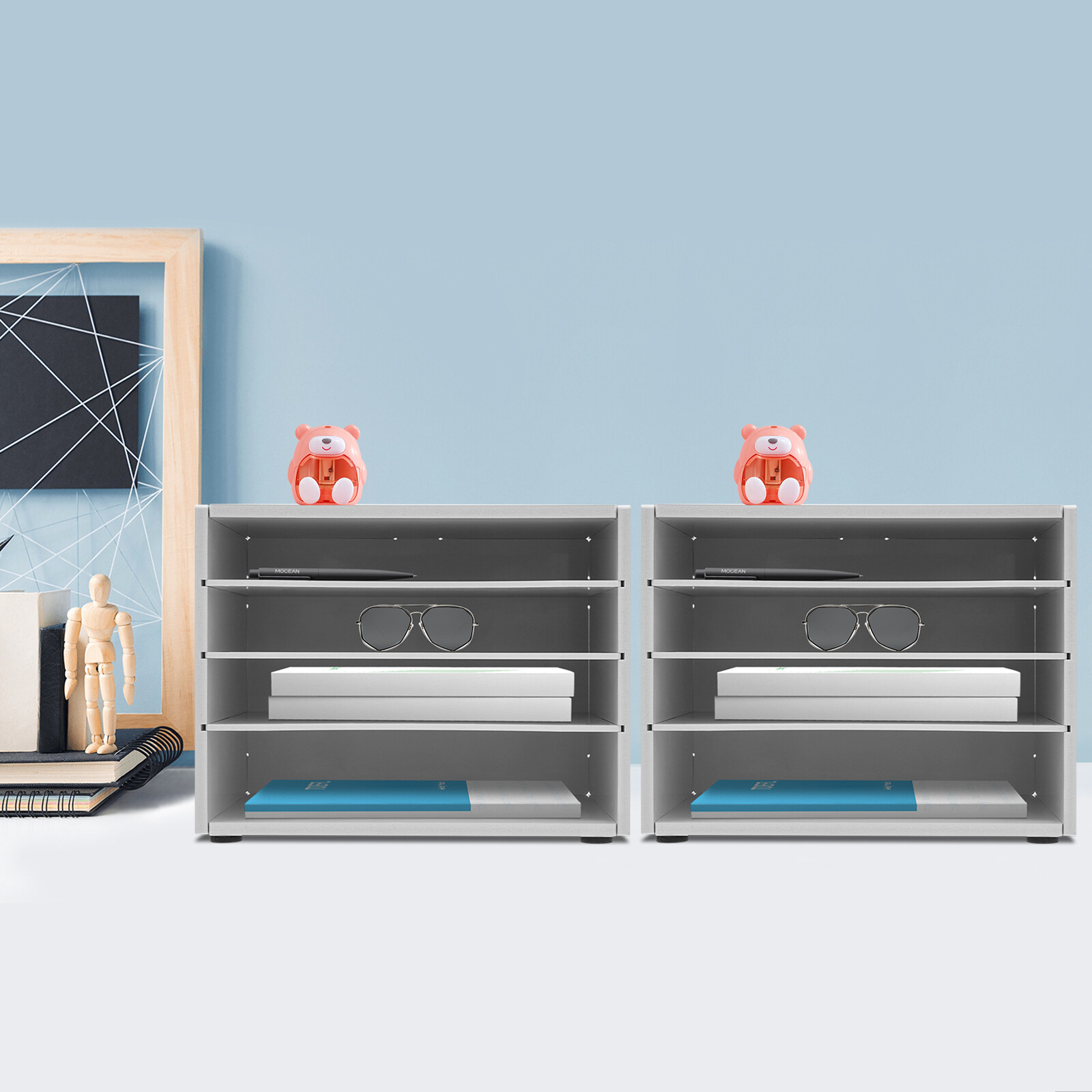 2* Desktop Organizers,13.39*9.06*9.96″ File Organizer,4 Compartments File Holder