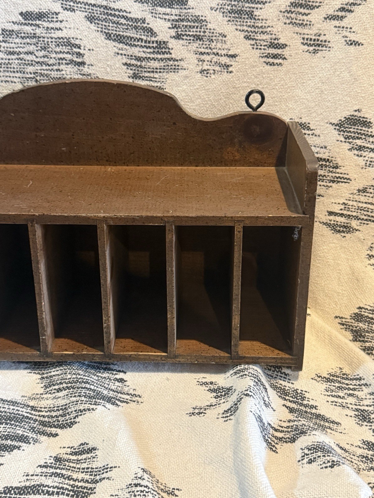 Vintage Wooden Desk Top Caddy Organizer Box Trinket Shelf