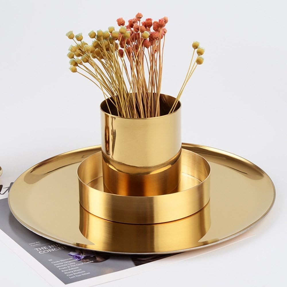Gold Pen Holder Glossy Stainless Steel Pencil Cup Home Office Desk Organizers