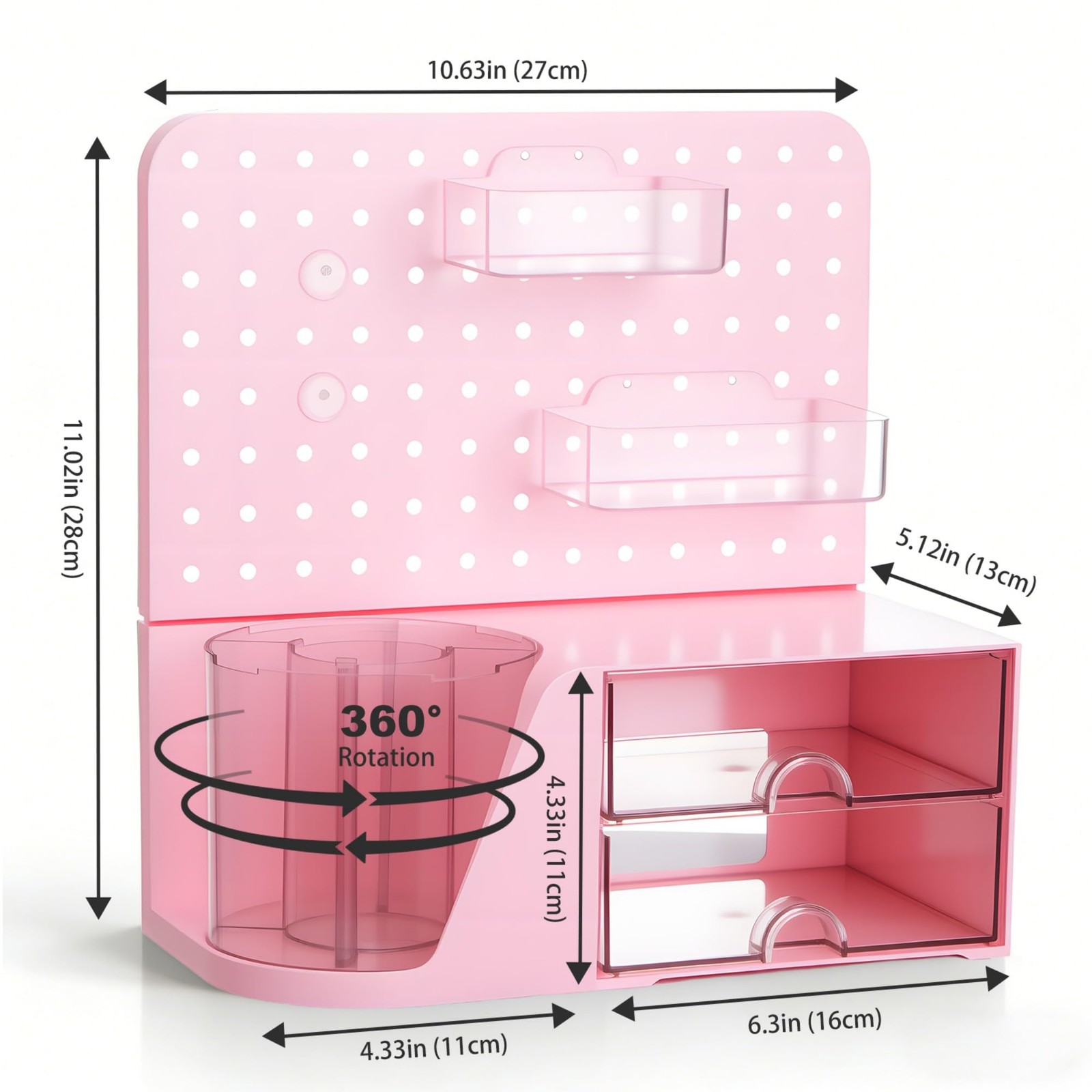 Desk Organizer with Drawer, 360° Rotating Pen Holder for Desk, Pen Organizer …