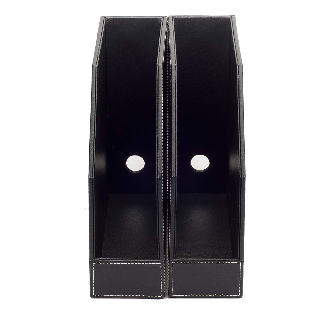 2 PCS Executive Leather Vertical File Folder Holder Office Desk Organizer