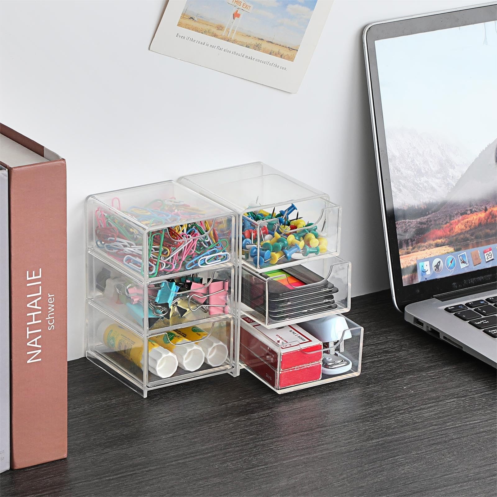 2 Pack Small Acrylic Storage Organizer with Drawers, 3-Layer Clear Desktop Or…