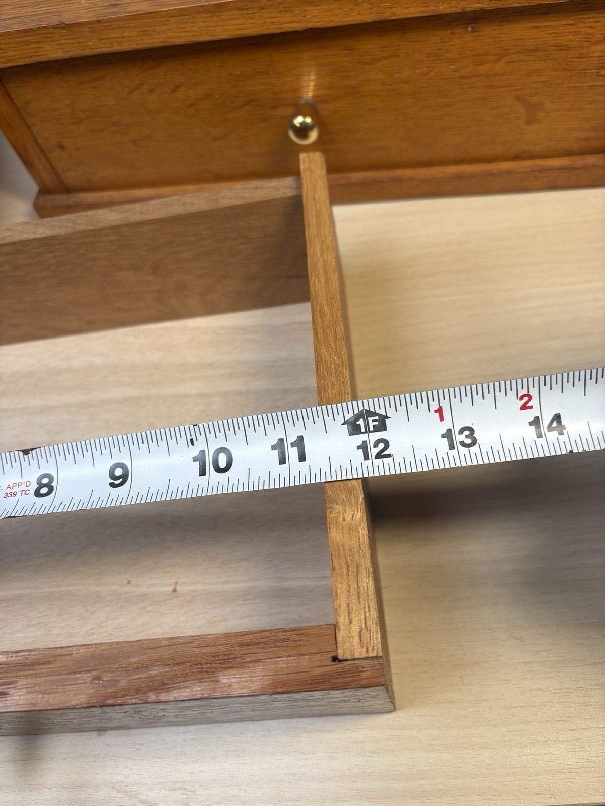 2 Vintage Scandinavian-style wooden shelf small desk organizer Brass Knob Oak