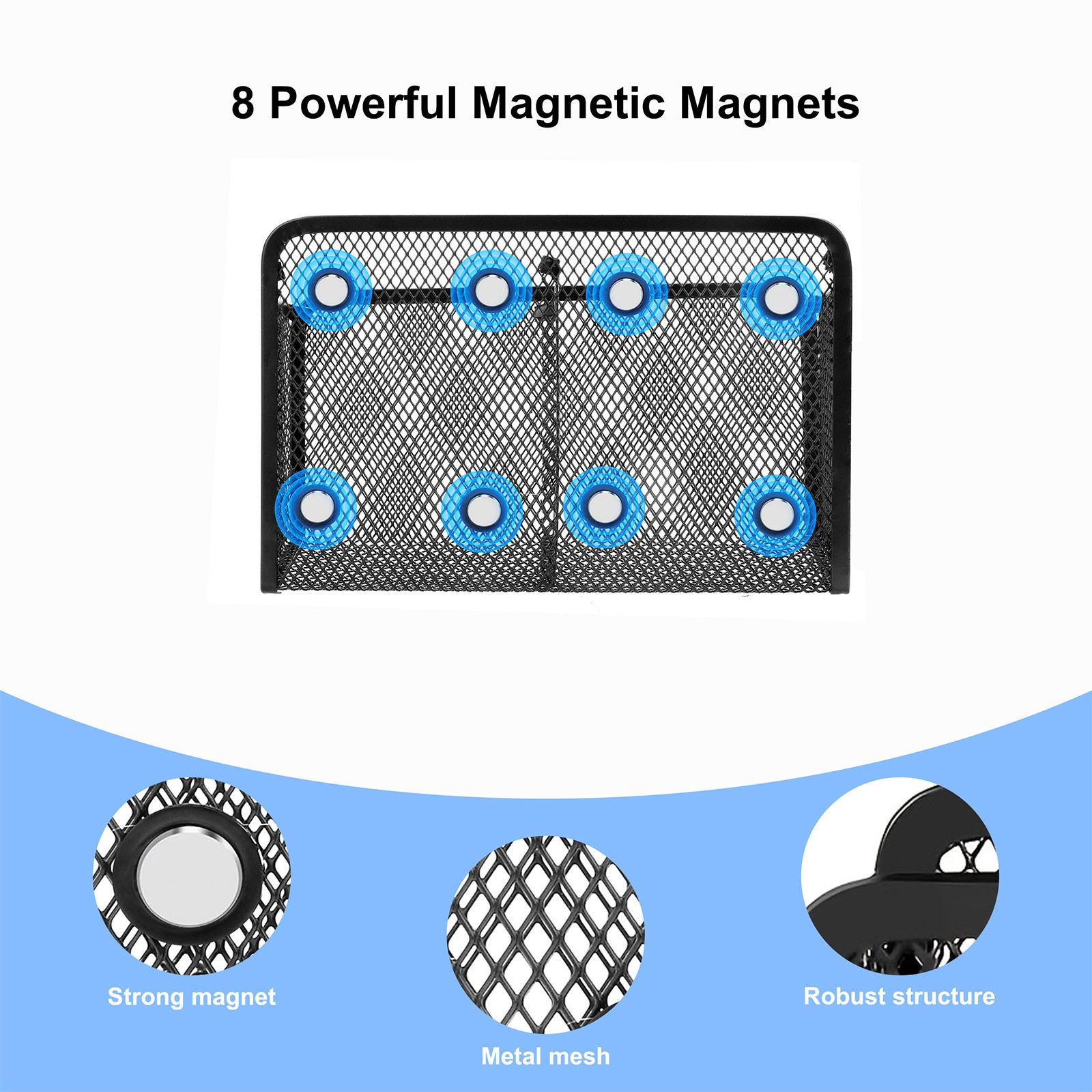 Magnetic Basket Pen Holder Double Compartment Metal Organizer Locker Whiteboard