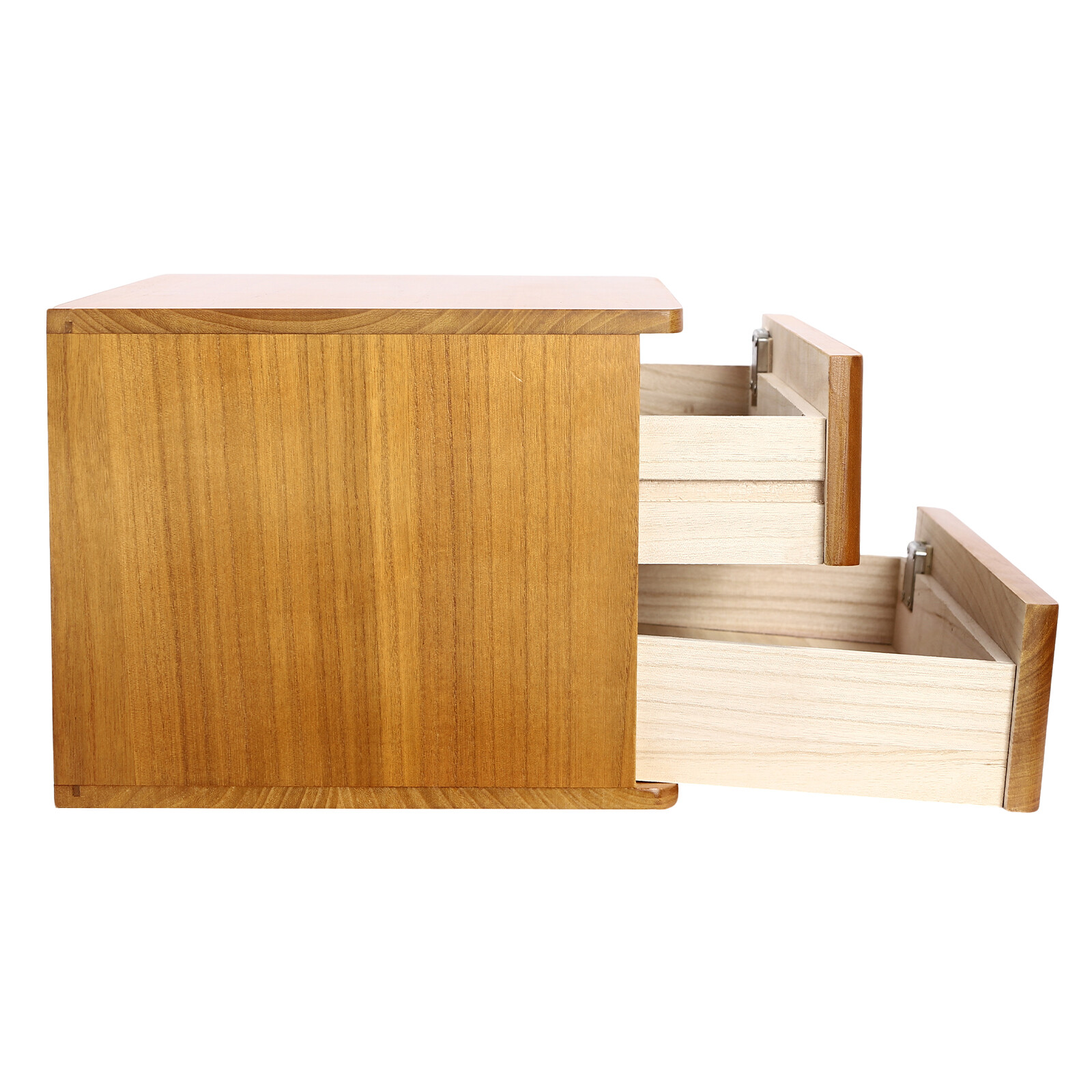 Wooden Desktop Storage Box 2-Tier Desk Organizer w/ Lockable Drawers 30kg