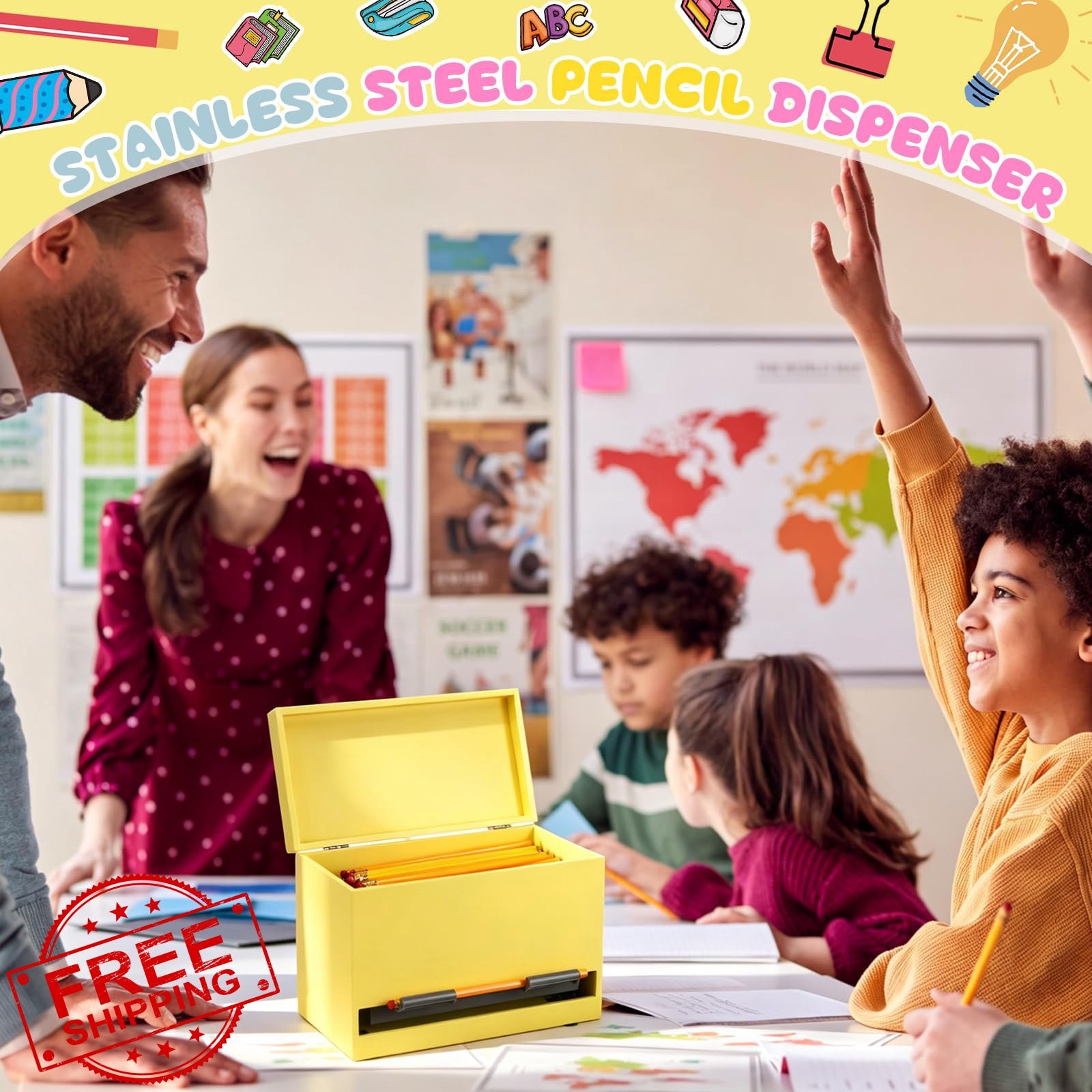 Yalikop Cream Yellow Pencil Dispenser 1 Pc