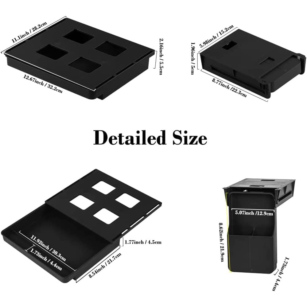 Under Desk Drawer Storage Organizer – 2 Pack (Large and Small) Black –