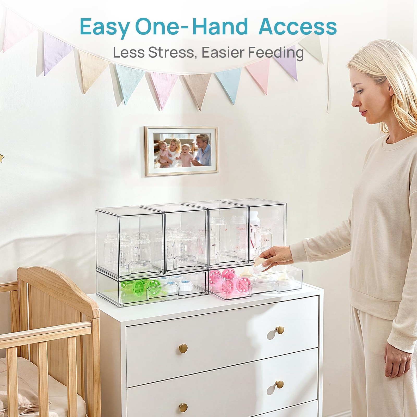 Vtopmart 6 Pack Baby Bottle Organizer Set, 7.5 x 12 x 22 inches, clear