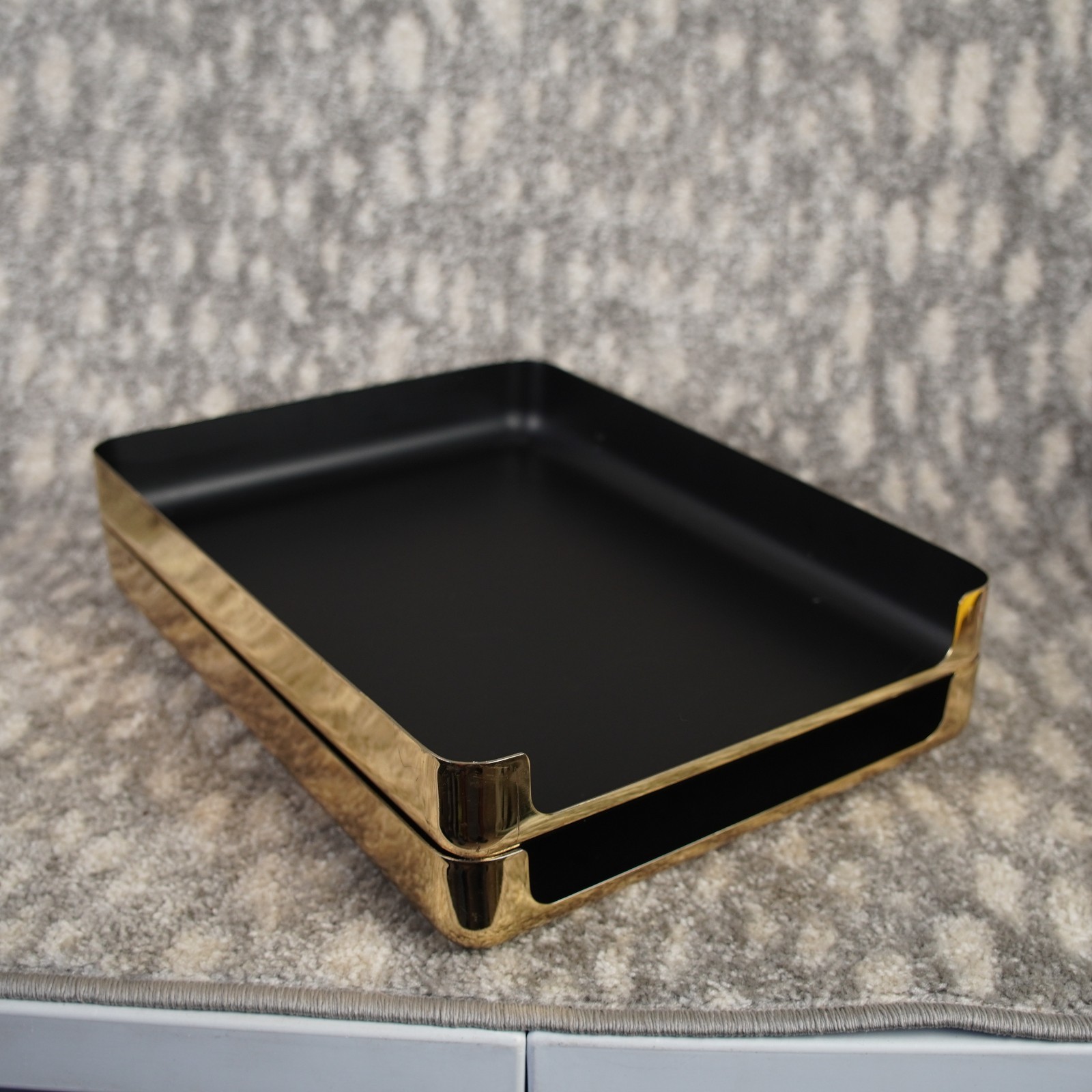 VTG 1984 Eldon Emphasis 6000 Gold Chrome Desktop Paper Organizer File Tray 2PCs