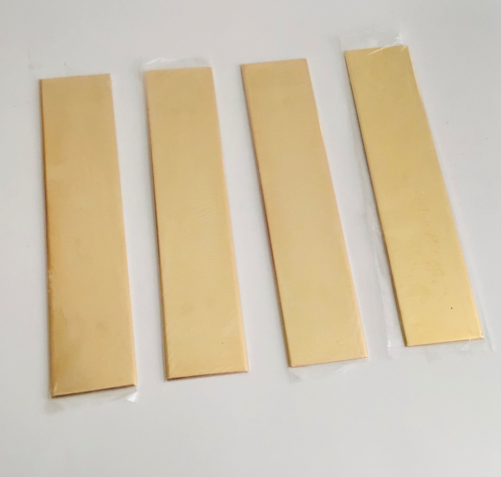 4 Pieces-8.5” X 1.5” Engraving Blank Name Plate For Name Holder Gold Tone Brass