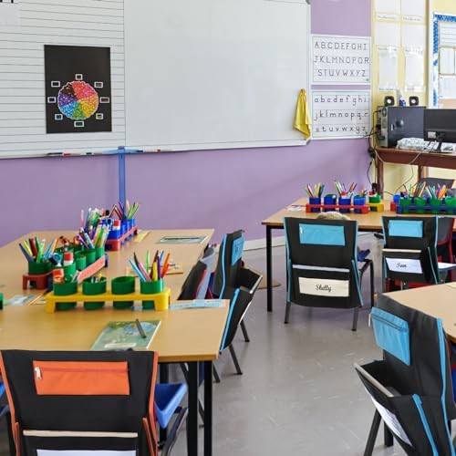 24 Pcs 17“ x 15.5“ Chair Pockets for Classroom Chair Organizer with Pencil Ca…