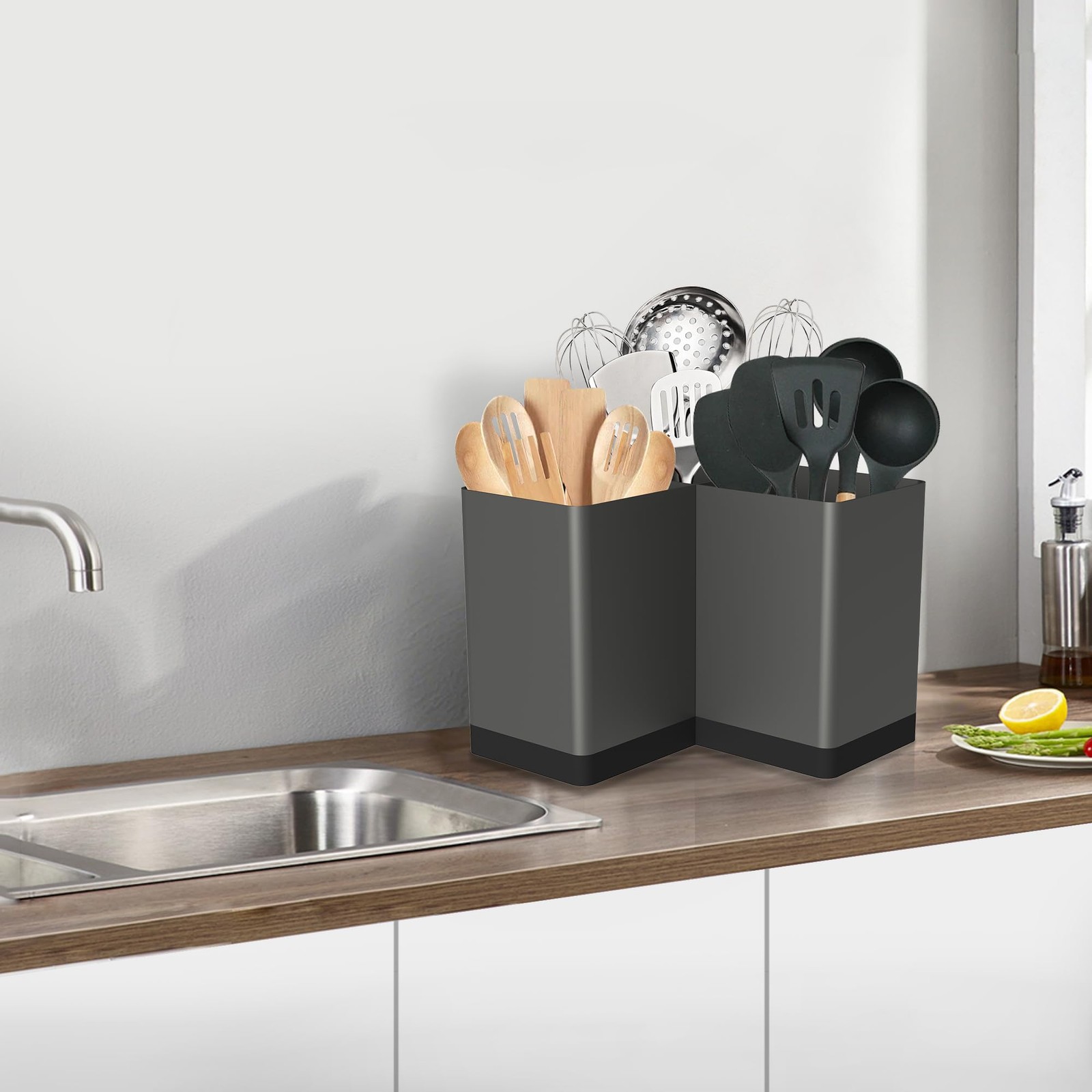 Suli Utensil holder, Kitchen Organizer for Corner Grey