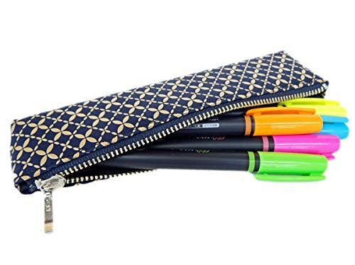 Inden-ya Deerskin Pen Case Shippo Pattern Lacquer Navy Made in Japan