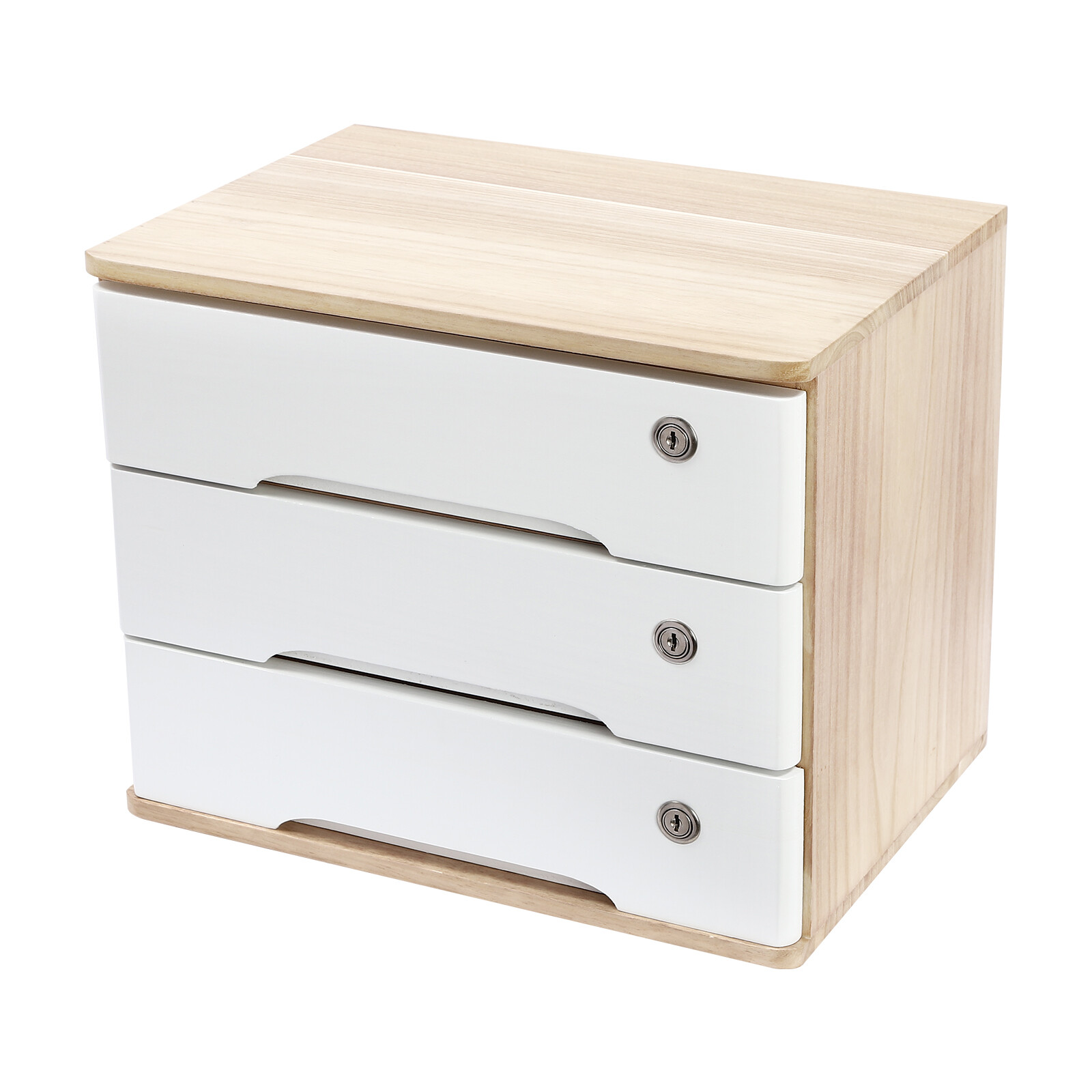 3-Tier Desktop Storage Cabinet Desk Organizer Desktop Storage W/Lockable Drawers