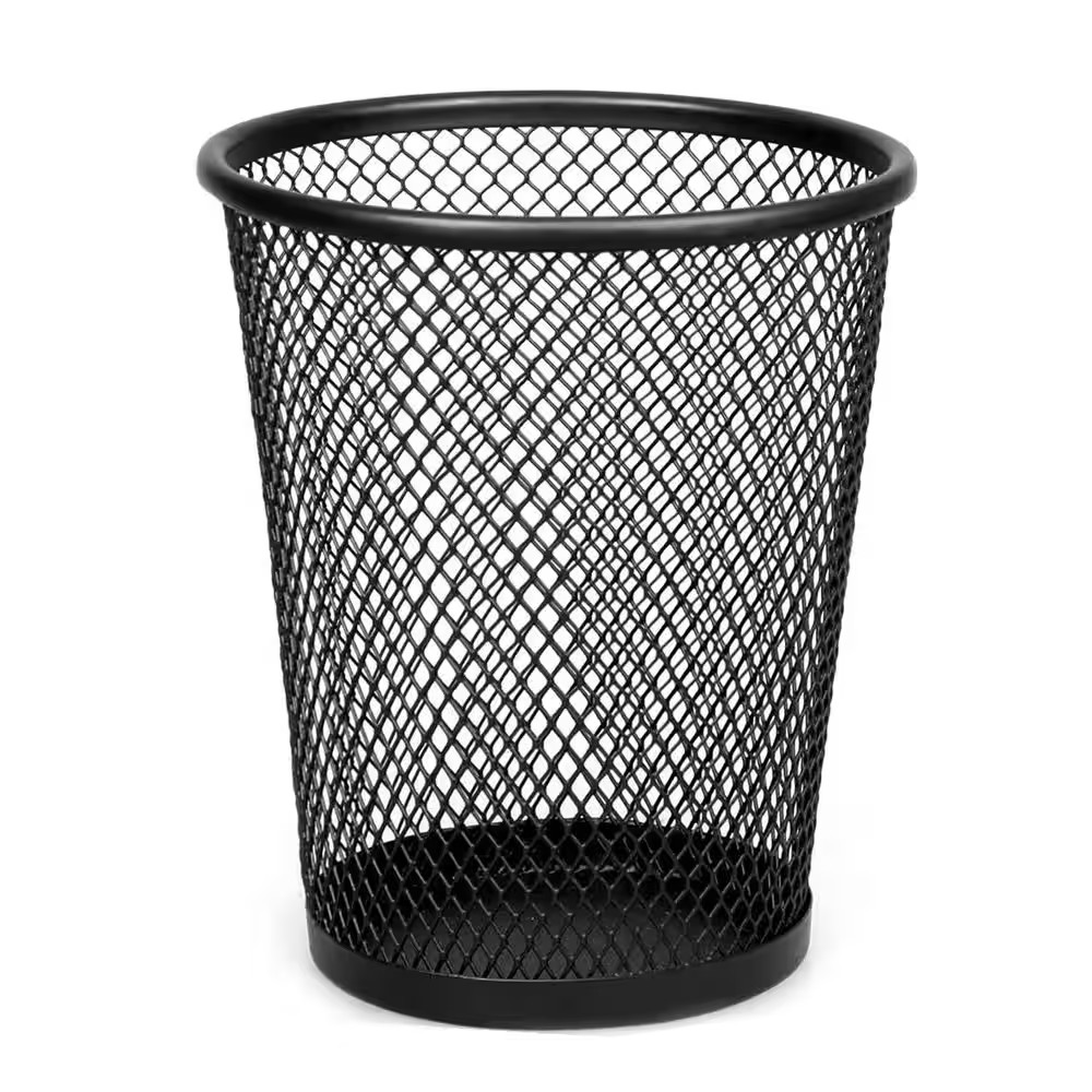 6 Pack Black Mesh Metal Pencil Holder Rustproof Spray Paint Smooth Edges Office