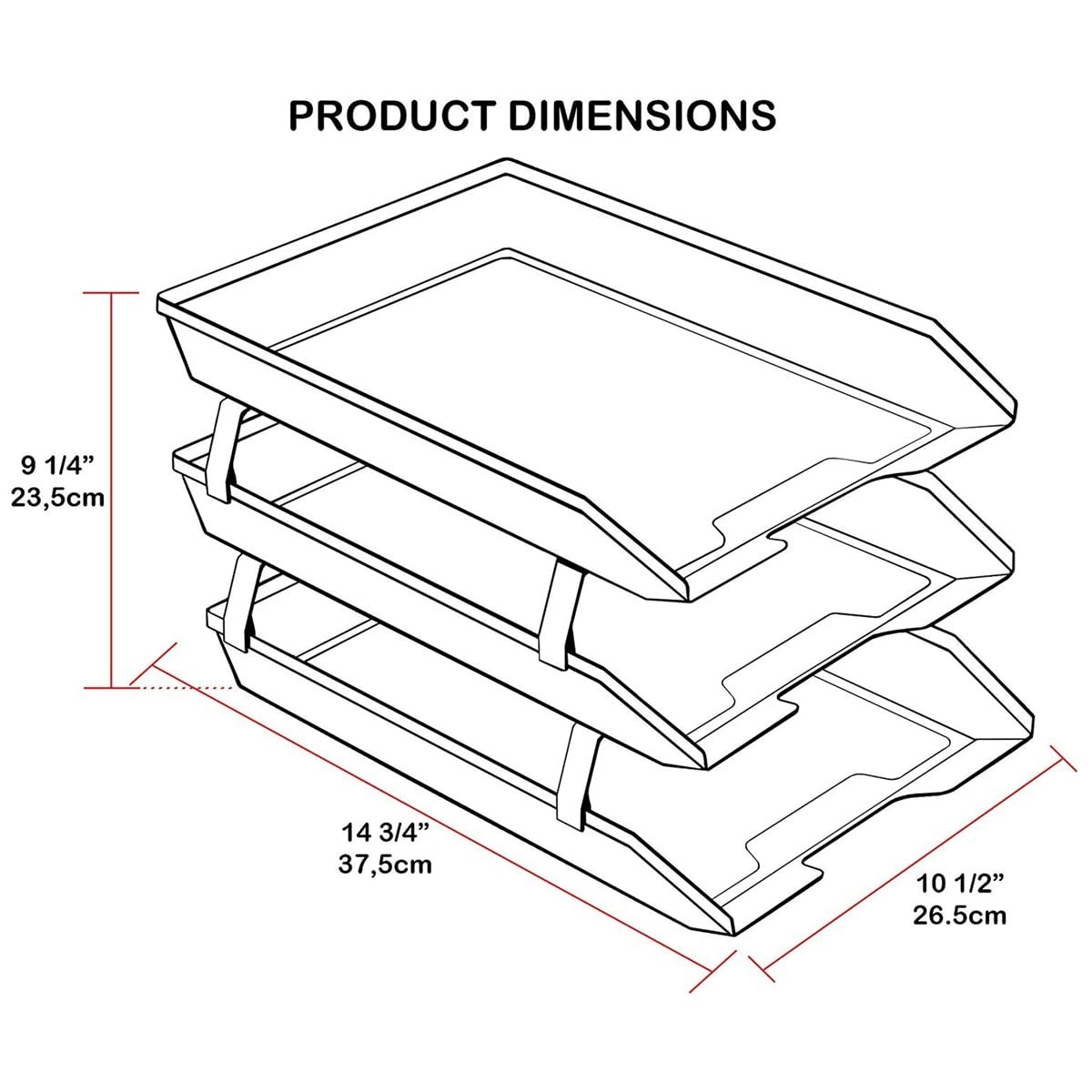 Facility 3 Tier Letter Tray, Front Load, Letter Size/A4, Desktop File Organiz…
