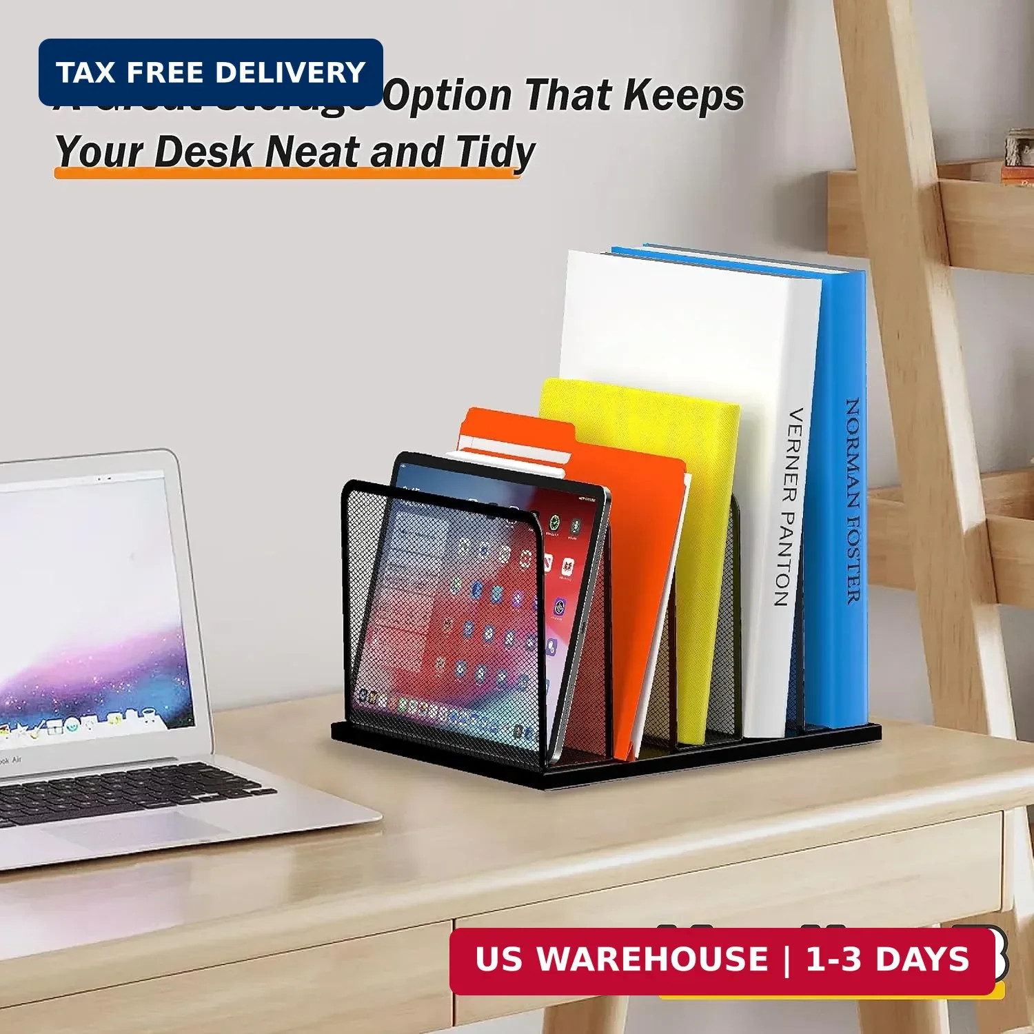 Kuntine.B Desk File Organizer Upright Mesh Desktop Organizer File Sorter Office
