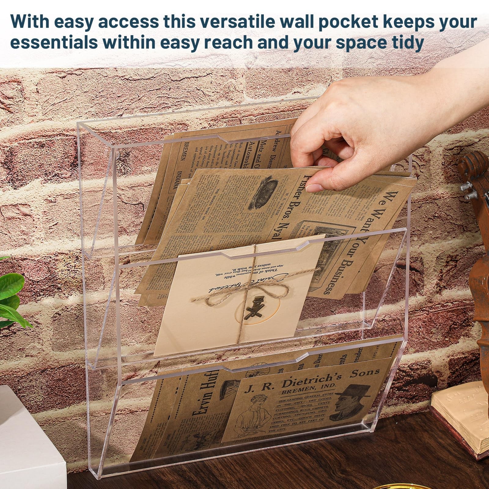3 Tier Mail Sorter Letter Holder Clear Acrylic Wall Mounted Organizer Pocket