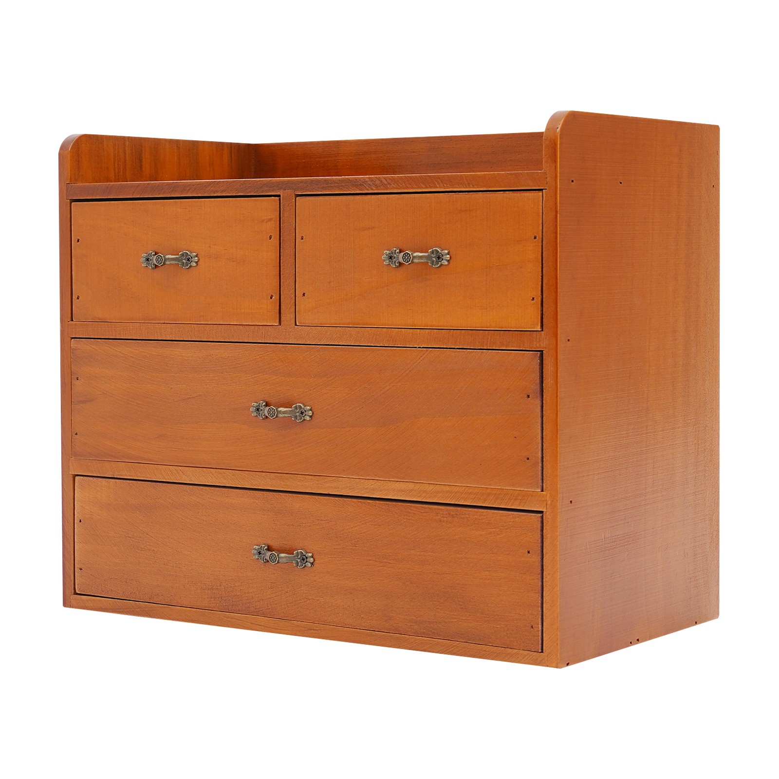 Desk Organizer with Drawers Wooden Desktop Storage Cabinet Storage Box, 4 Drawer