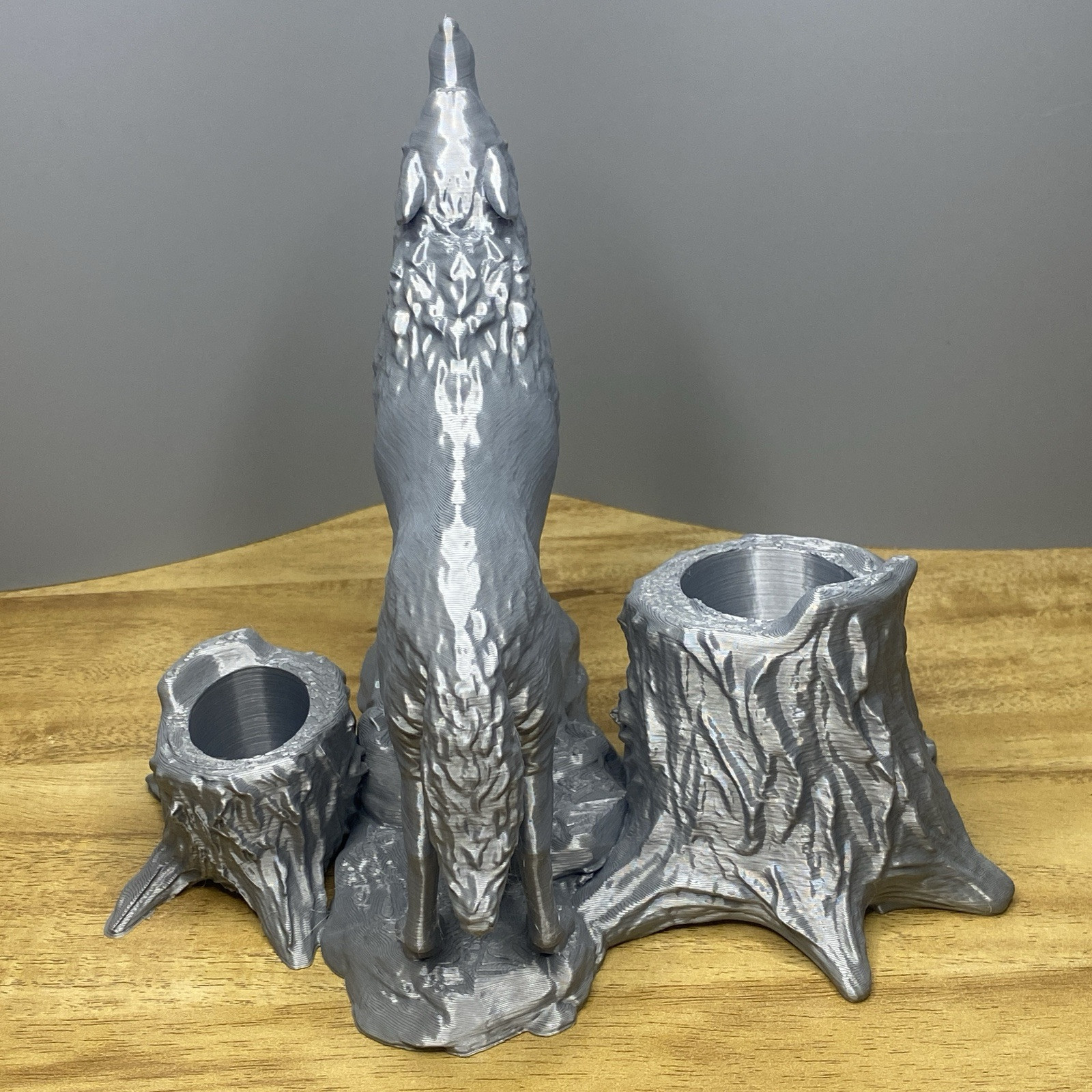 Gray Wolf Pen & Pencil Holder – Unique Desk Organizer