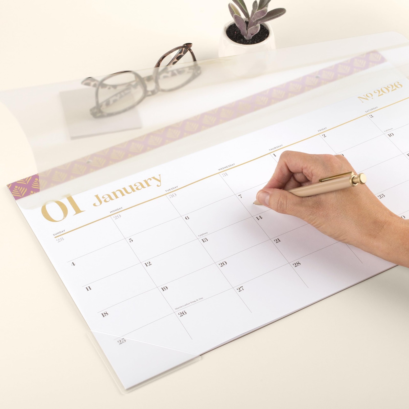 Cambridge 2026 Desk Pad Calendar, Monthly, Cosmetic Pink, Pink