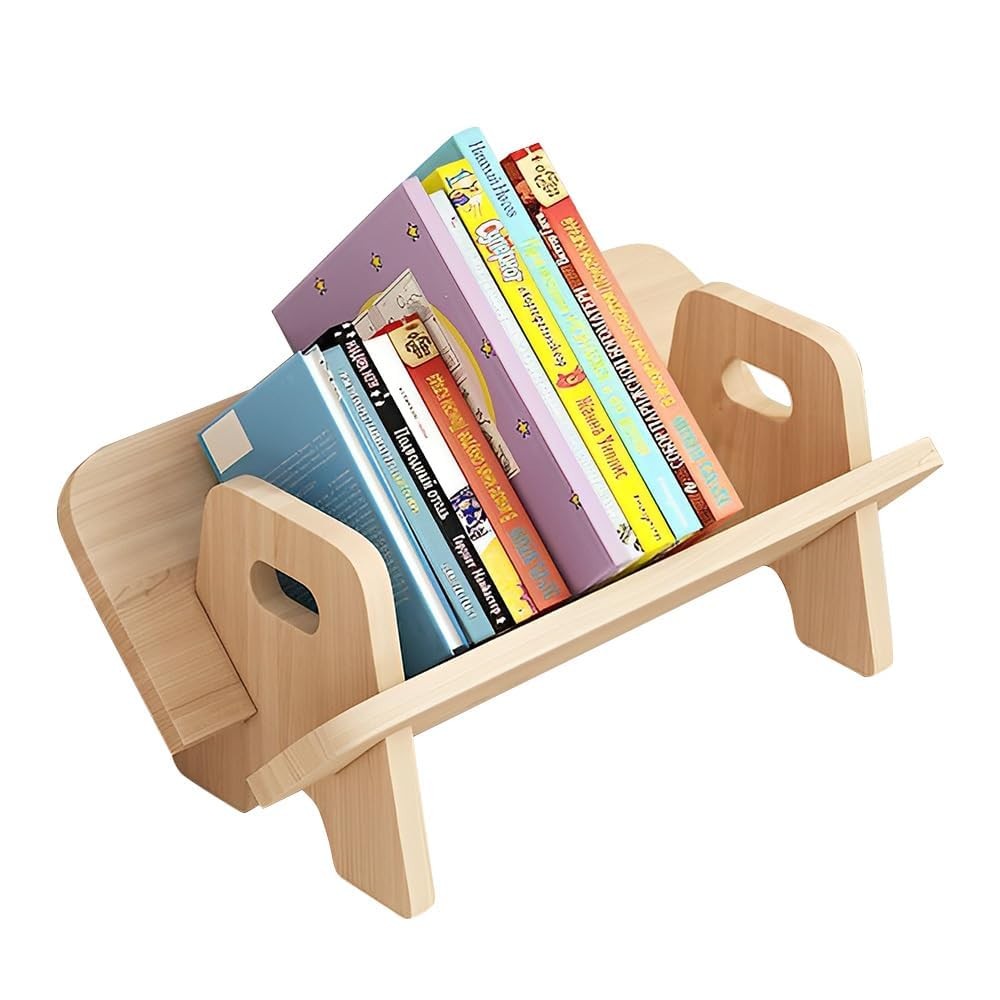 Mulaibdin Wood Desktop Bookshelf, Tabletop Book Storage Rack Display Solid