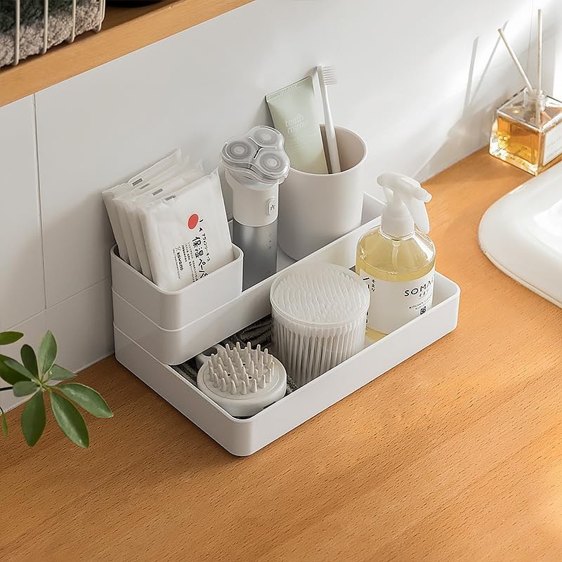 RAUVOLFIA Plastic Drawer Organizers Set, 3-Size Versatile M+L+XL, White