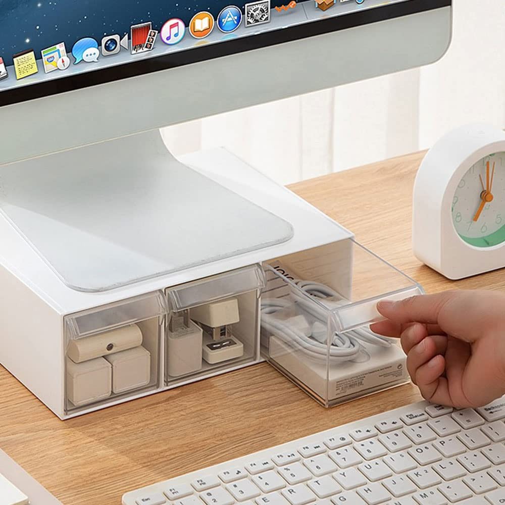 3 PCS Under Desk Drawer Storage Large Desk Attachment Slide Out White Plastic