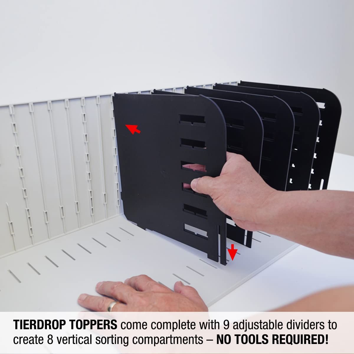 TierDrop Desktop Organizer – 8 Slot Vertical File Organizer with Adjustable D…