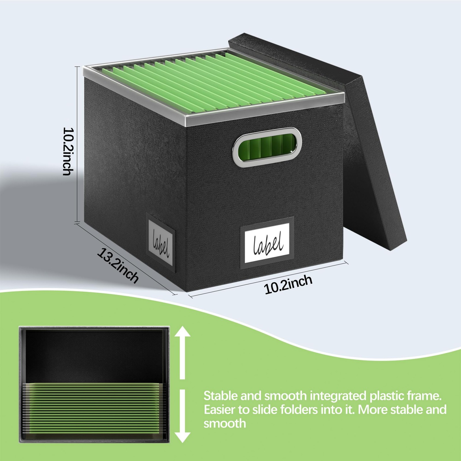 GRSQYS File Organizer Box Boxes for 13.2*10.1*10.1in(3Pack), Black