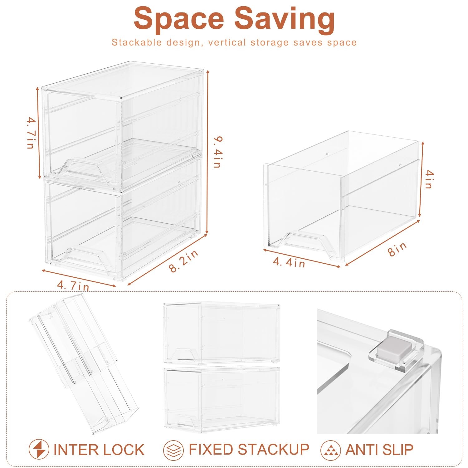 2 Pcs Organizer Drawer, Dustproof Desktop Office Supplies, Clear Desk
