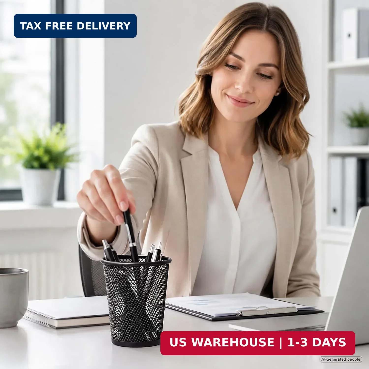 QYH Mesh Pencil Holder for Desk 6 Pack, Metal Pen Cup Black | Pen Holder for Des