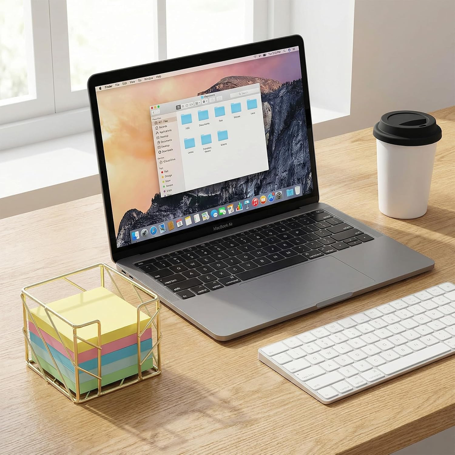 Sticky Note Holder, Gold Desk Accessories, 3.8X3.8 Inches Functional Stylish Met