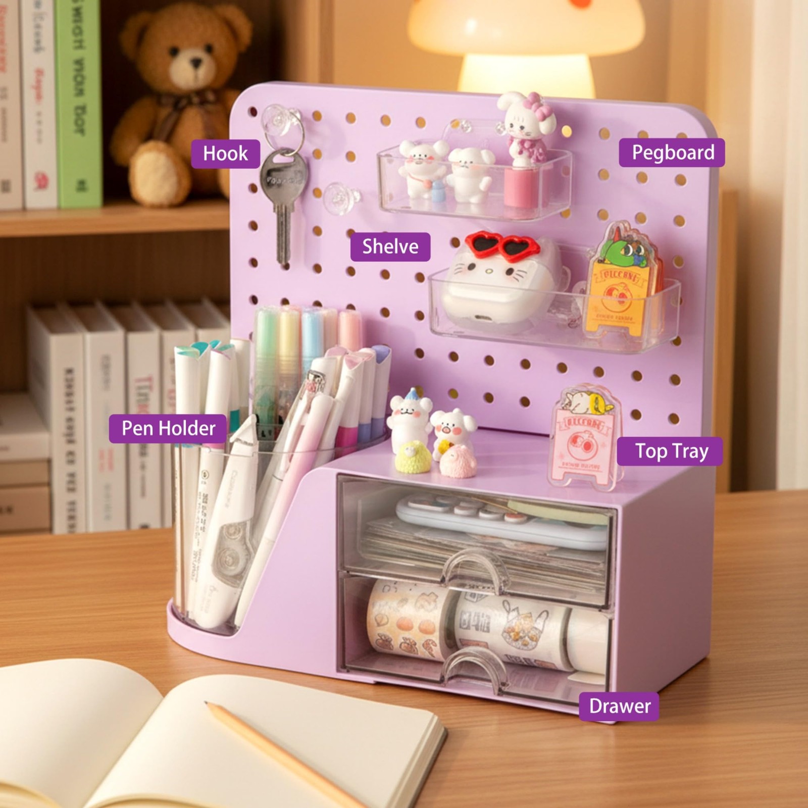 Desk Organizer with Drawer, 360° Rotating Pen Holder for Desk, Pen Organizer …