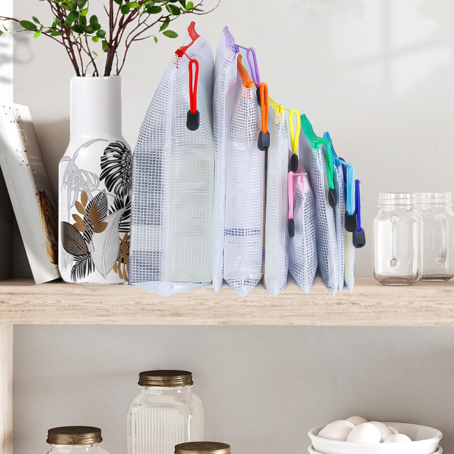 32 Pcs Mesh Zipper Pouch Bags 8 Sizes Clear Organizer Travel School Set