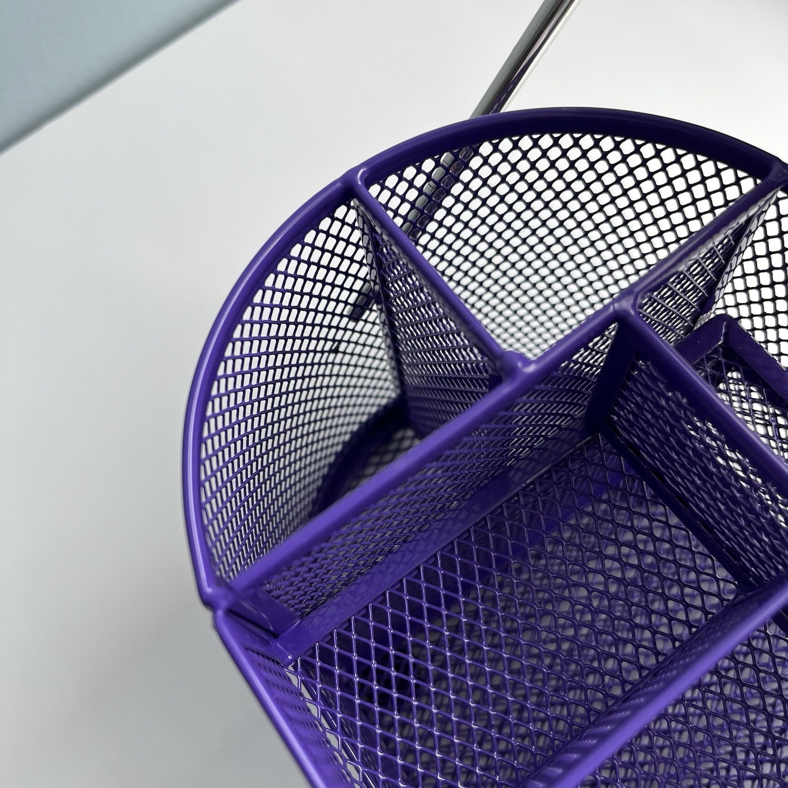Metal Mesh Purple Pen Holder and Desk Organizer, Office Caddy Storage w/ Drawer