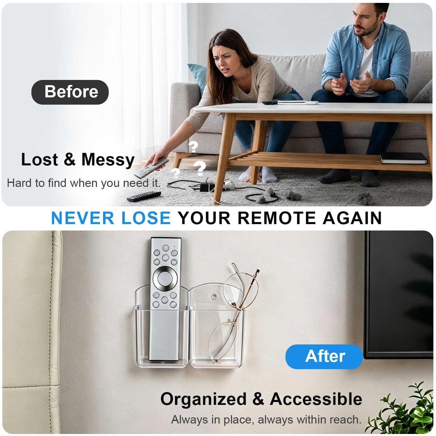 3 Pack Remote Control Holder Wall Mount, Adhesive Remote Holder with Screw In…
