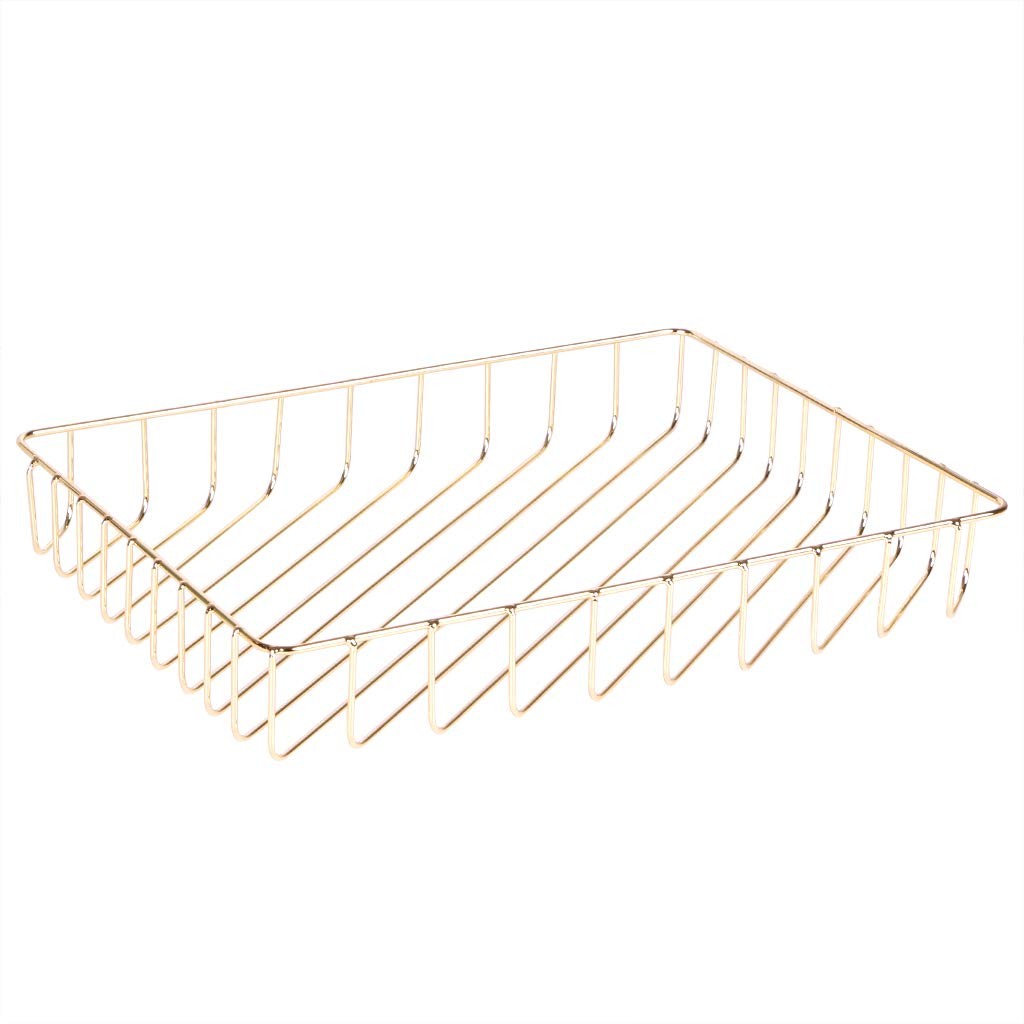 Metal Paper Tray Desk Organizer Large Capacity Letter File Gold 12.5×9.4×1.9