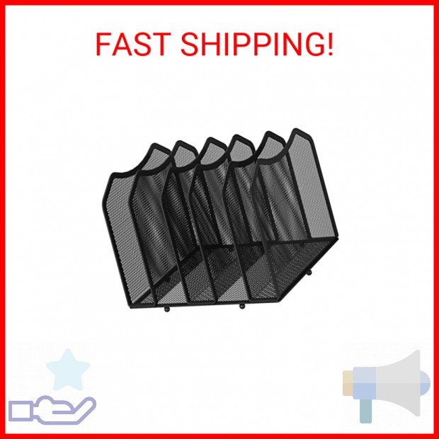 Simple Trending Mesh Desktop File Sorter Organizer, 5-Section Bookshelf for Desk