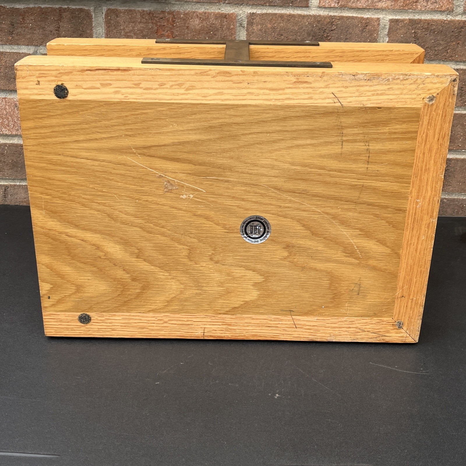 Vintage Peter Pepper Products Oak Double File Tray MCM Wood Desk